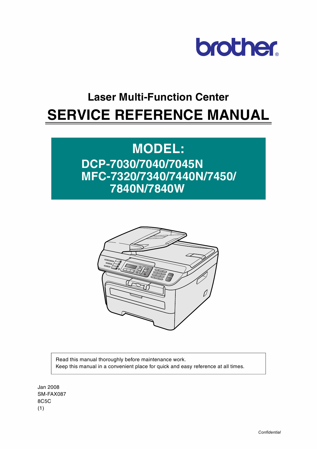 Brother Laser-MFC 7320 7340 7440 7450 7840 N-W DCP7030 7050 7050N Parts Reference-1
